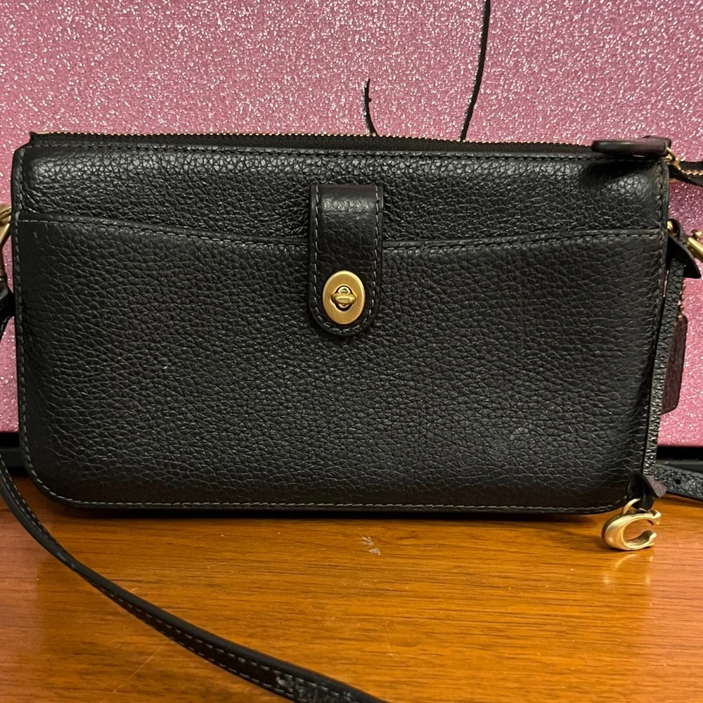 Coach Black Crossbody Bag with Gold Accents